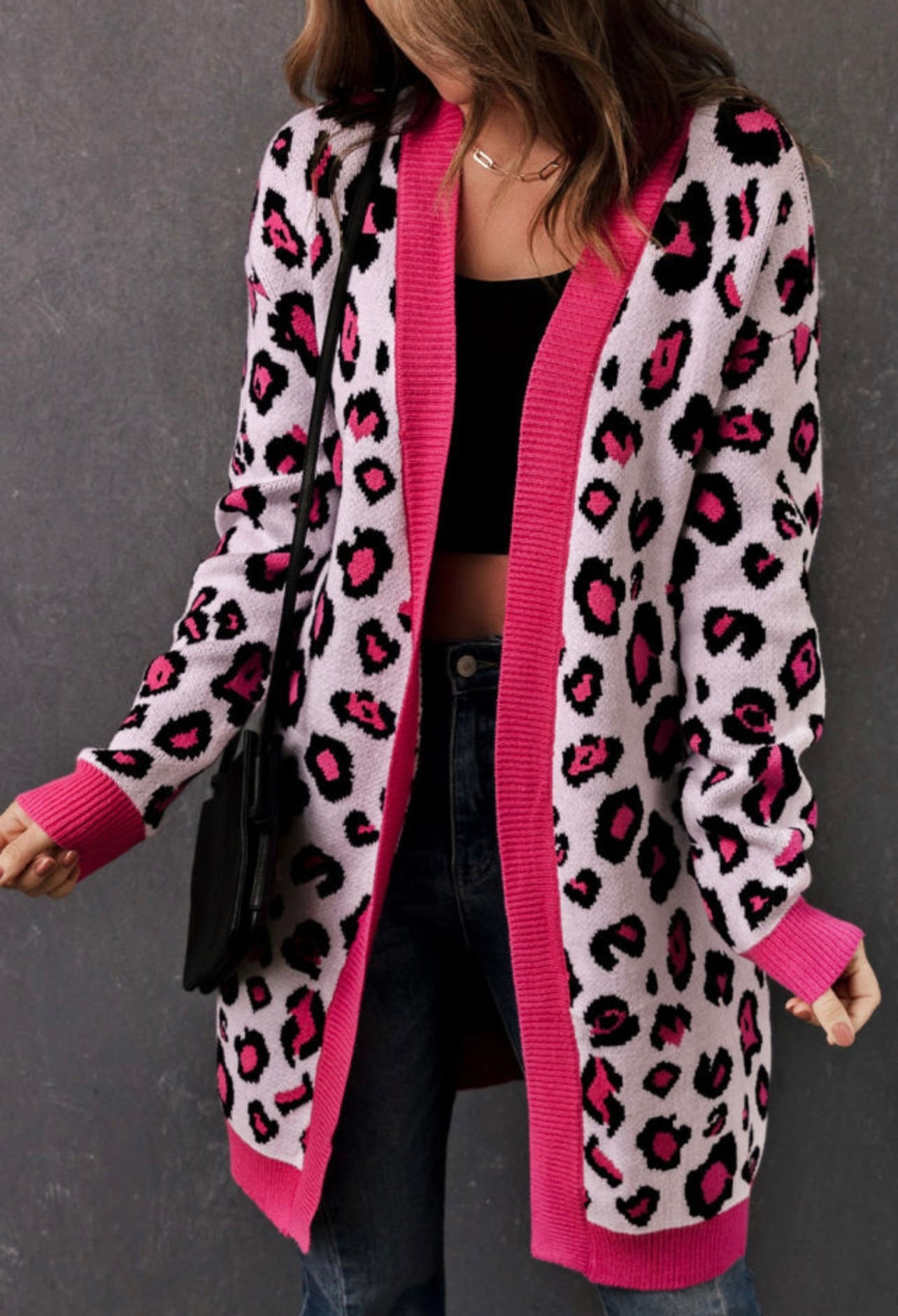 Pink Leopard Cardigan
